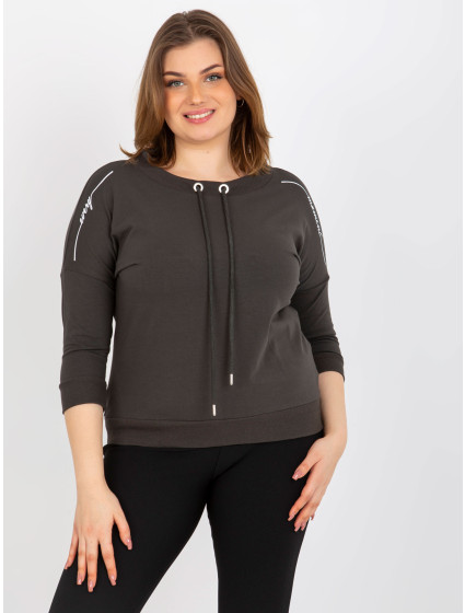 Obyčejná khaki halenka plus size s nápisy