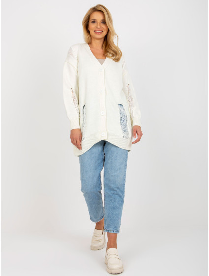 Ecru oversized cardigan s dírkami RUE PARIS