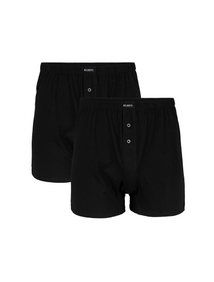 Pánské klasické boxerky ATLANTIC s knoflíčky 2PACK - černé