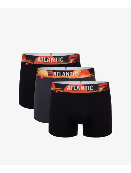 Pánské sportovní boxerky ATLANTIC 3Pack - šedé/černé