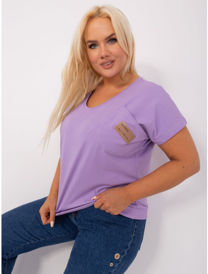 Světle fialová halenka plus size s kapsou