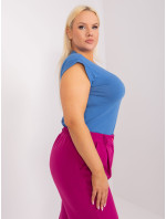 Tmavě modré dámské triko plus size BASIC FEEL GOOD