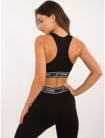 Černý sportovní crop top s košíčky PRO FITNESS