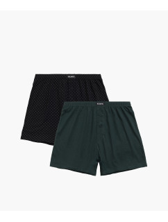 Pánské volné boxerky ATLANTIC 2Pack - černé/zelené se vzorem