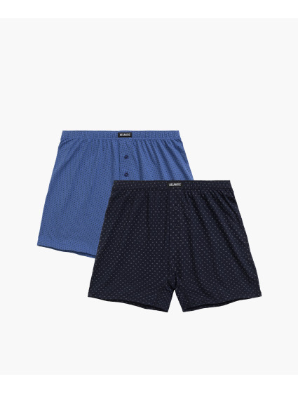 Pánské volné boxerky ATLANTIC 2Pack - modré se vzorem