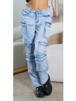 Sexy Musthave Highwaist Cargo Jeans light denim