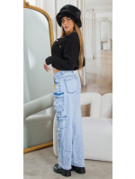 Sexy Musthave Highwaist Cargo Jeans light denim