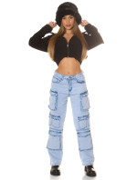 Sexy Musthave Highwaist Cargo Jeans light denim