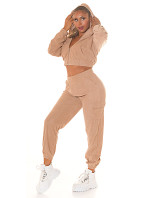 Sexy 2Piece Cord Set - Jogger + Crop Hoodie-Jacket