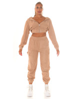 Sexy 2Piece Cord Set - Jogger + Crop Hoodie-Jacket