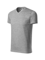 Heavy V-neck tričko unisex tmavě šedý melír