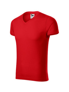 Slim Fit V-neck tričko pánské červená