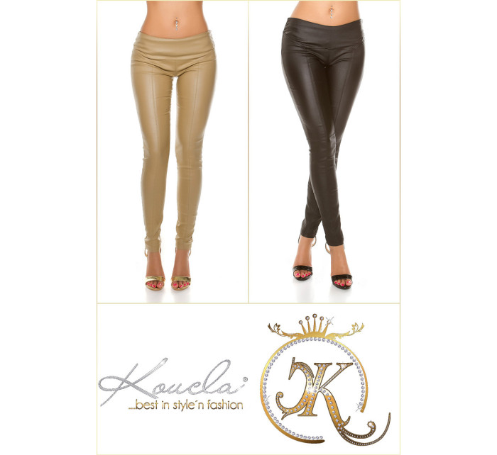 Sexy KouCla leather look trousers with decor seams