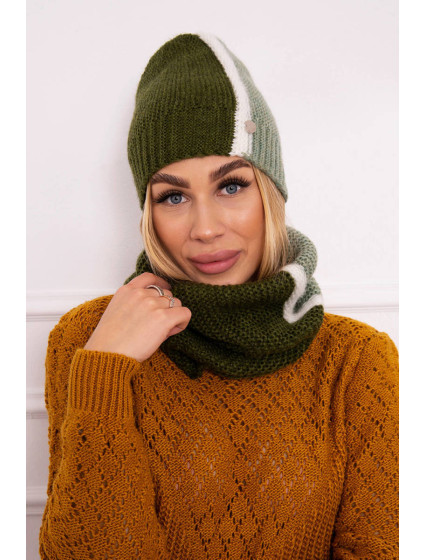 Dámská tříbarevná souprava P103 khaki+mint