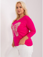 Fuchsiová dámská halenka plus size s potiskem