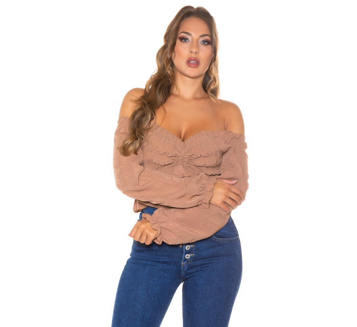 Sexy ruffled Cropped Carmen Top