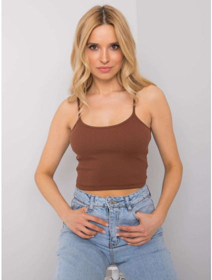 RUE PARIS Hnědý crop top