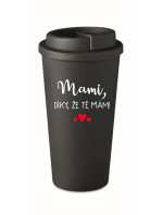 MAMI, DÍKY, ŽE TĚ MÁM! - černý termohrnek 475 ml