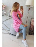 Oversize halenka s potiskem model 18747009 rtů světle růžová - K-Fashion