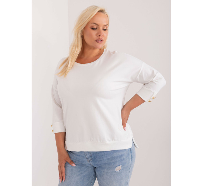 Ecru asymetrická halenka plus size velikosti s rozparky