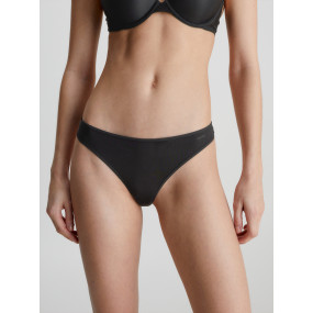 Dámská tanga Thong Sheer Marquisette 000QF6816EUB1 černá - Calvin Klein