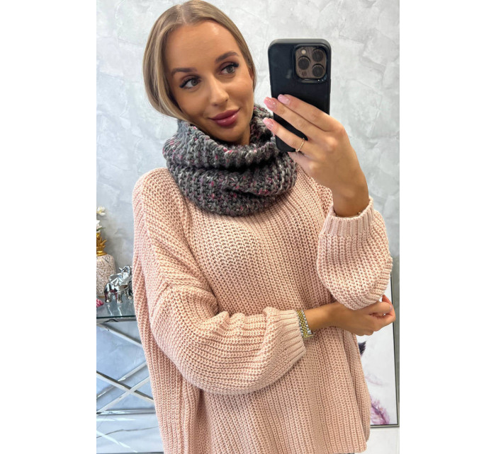 KN16 Dámský snood grafit+fuchsie