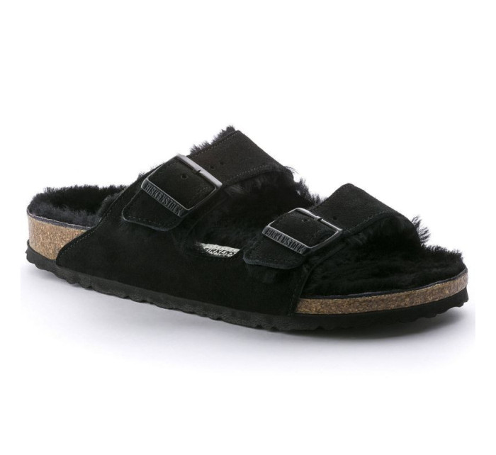 Dámské zateplené žabky s ovčí nou Arizona  Black kůže regular  dámské model 20693883 - Birkenstock