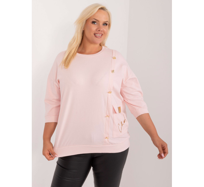 Světle růžová halenka plus size s aplikací