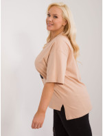 Camel dámská halenka plus size s nášivkou