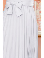Plisované šaty s vázáním Numoco LILA - šedé