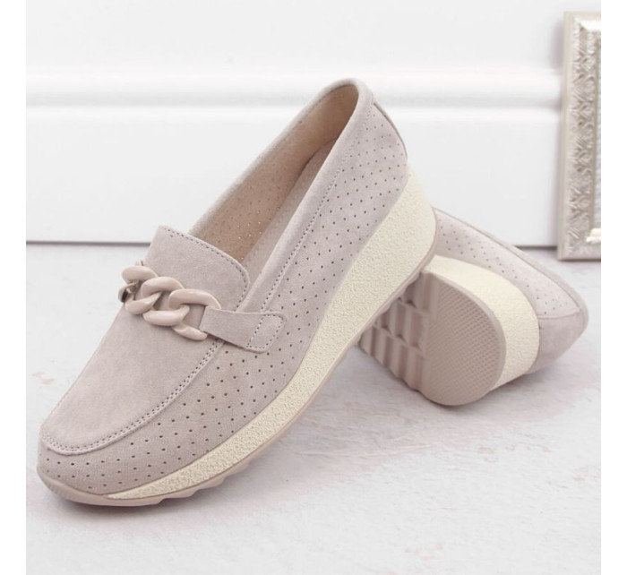 Kožené semišové polobotky Filippo W PAW507A beige