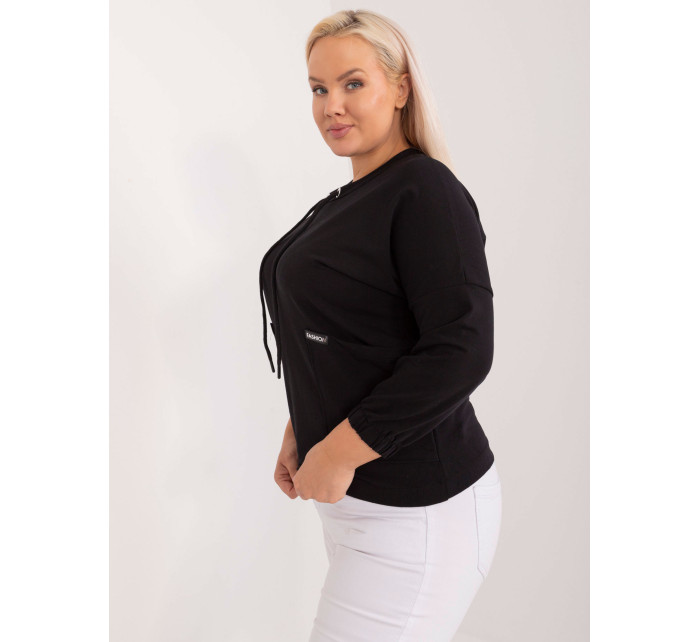 Černá plus size zkrácená halenka s 3/4 rukávy