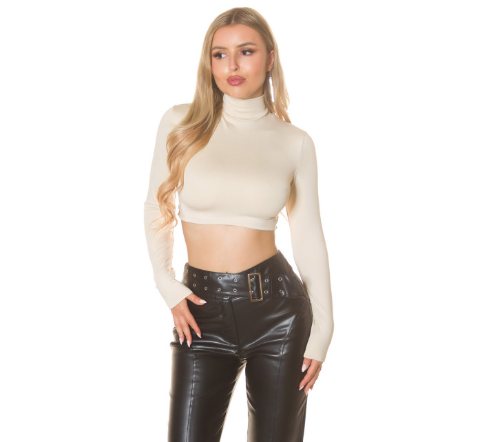 Sexy KouCla Long Sleeve Crop Shirt laced