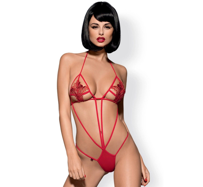 Dámské erotické body Luiza teddy red - OBSESSIVE