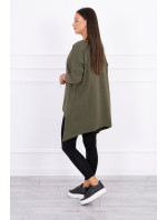 Halenka oversize s khaki potiskem duhových rtů