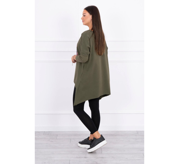 Halenka oversize s khaki potiskem duhových rtů