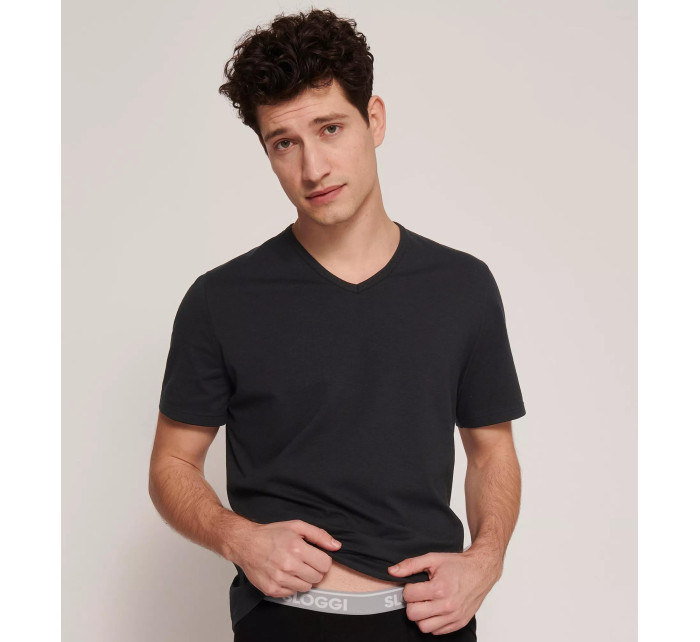 Pánské tričko GO V-Neck Slim Fit - BLACK - černá 0004 - SLOGGI