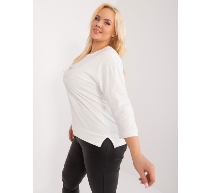 Halenka Ecru plus size s ozdobným nápisem