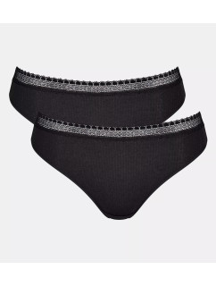 Dámské kalhotky GO Ribbed R Tai C2P - BLACK - černé 0004 - SLOGGI