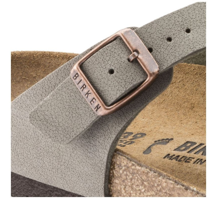 Dámské šedobéžové žabky Birkenstock Gizeh Birko-Flor Nubuck Stone regular wide (43391) dámské