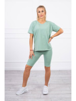 Komplet top+legginsy ciemny miętowy