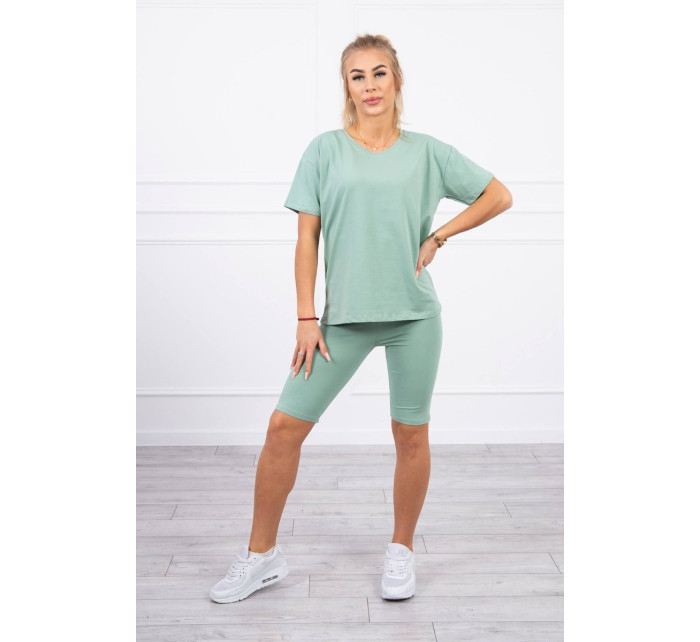 Komplet top+legginsy ciemny miętowy