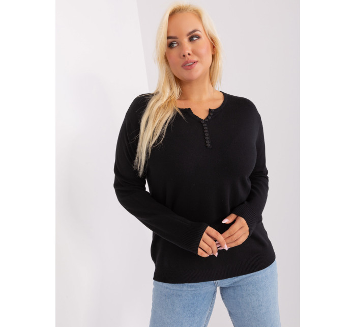 Černý dámský svetr plus size s viskózou