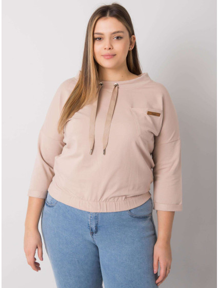 Světle béžová mikina plus size bez kapuce Pasadena