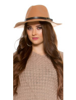 Trendy fedora felt hat with leatherette ribbon