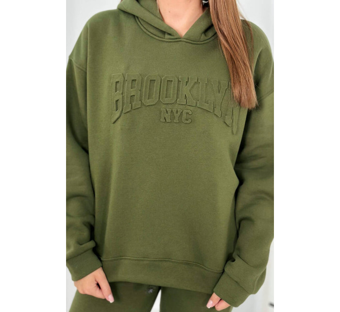 Zateplený bavlněný set, mikina + kalhoty Brooklyn khaki