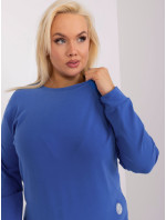 Tmavě modrá halenka plus size s dlouhým rukávem