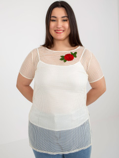 Světle béžová plus size dvoudílná halenka s nášivkou