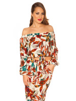 Sexy off shoulder shirt floral print with loop