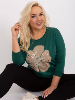 Tmavě zelená dámská halenka plus size s kamínky